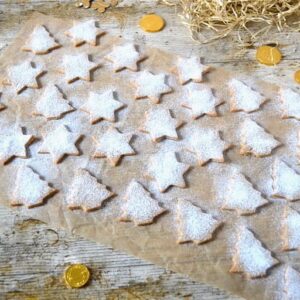 Clotted cream shortbread stars and trees.