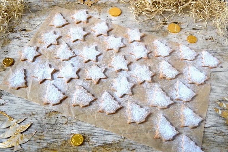 Clotted cream shortbread stars and trees.