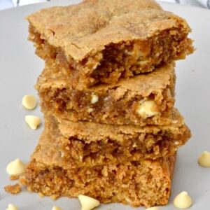 A stack of peanut butter blondies.