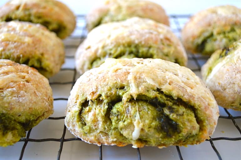 Wild Garlic Cheese Scones cooling on a rack.