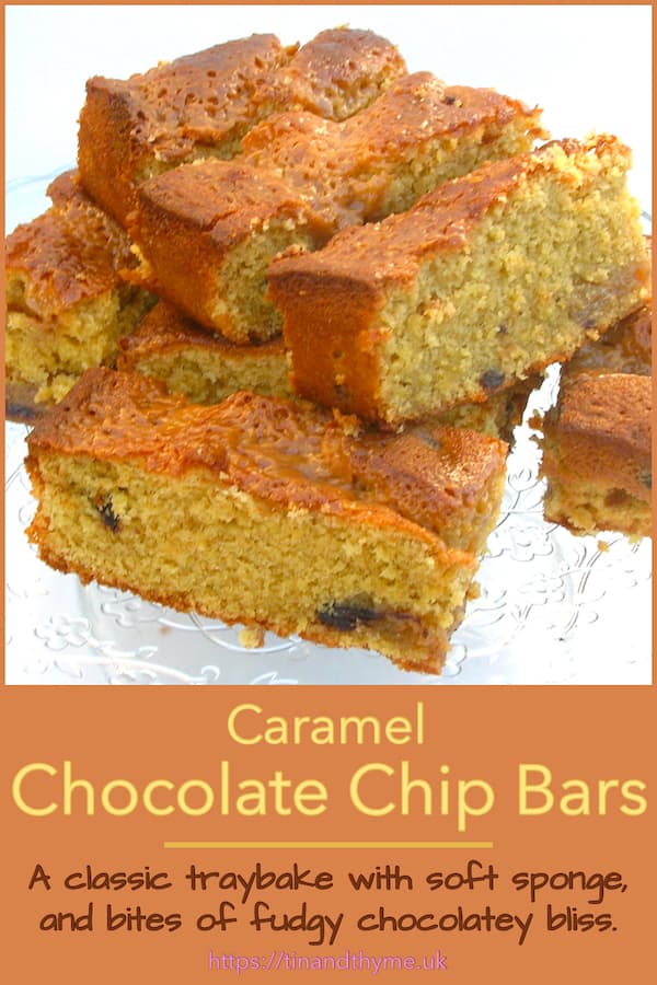 A pile of caramel chocolate chip bars.