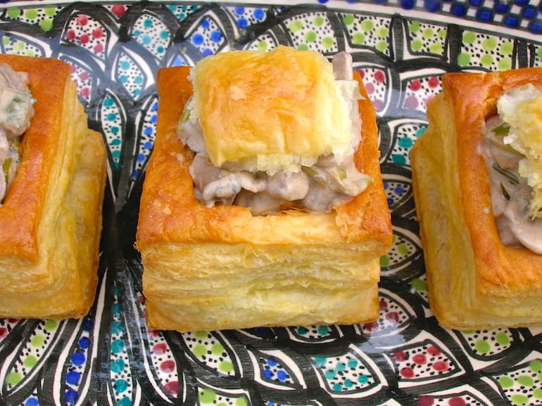 Square chocolate mushroom vol-au-vents.