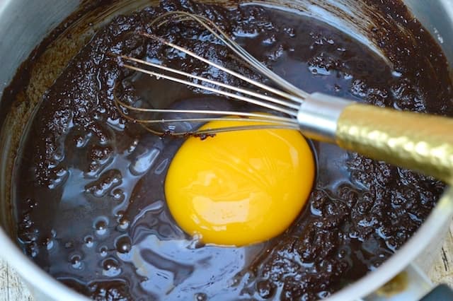 A goose egg about to be whisked into brownie batter.