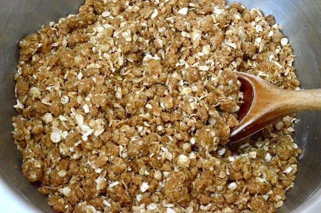 A bowl of crumble topping.