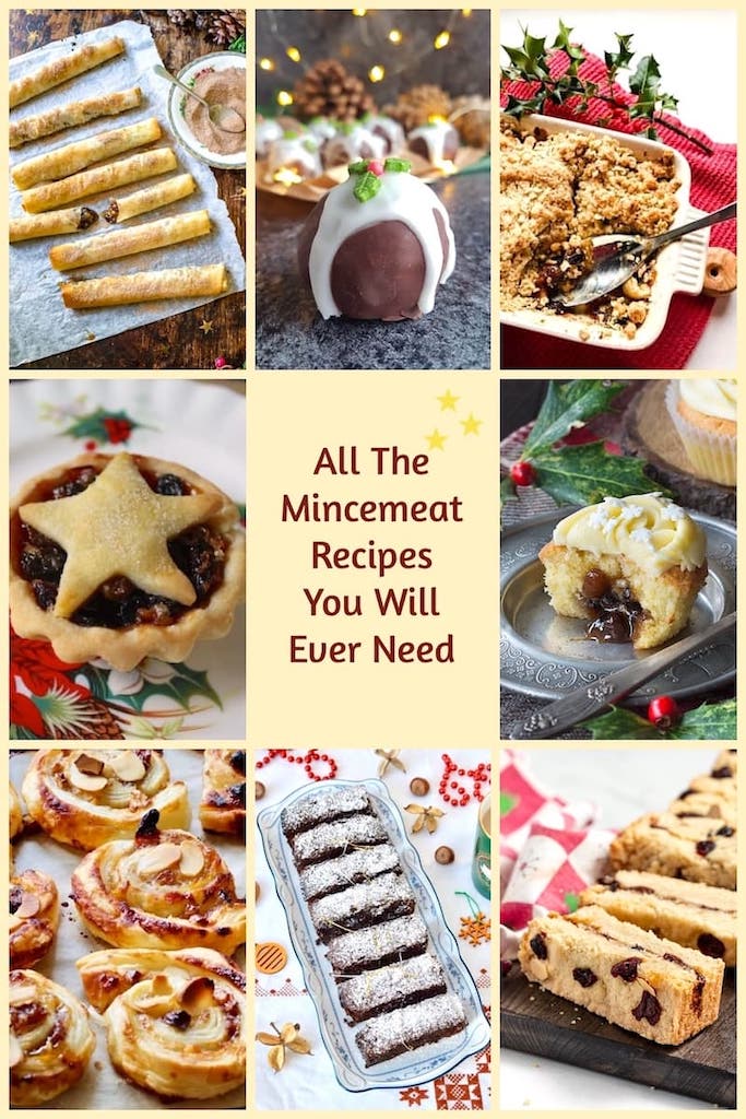Collage of eight mincemeat recipes with title text.