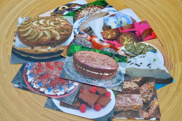 A selection of Chocolate Log Blog images in card form.