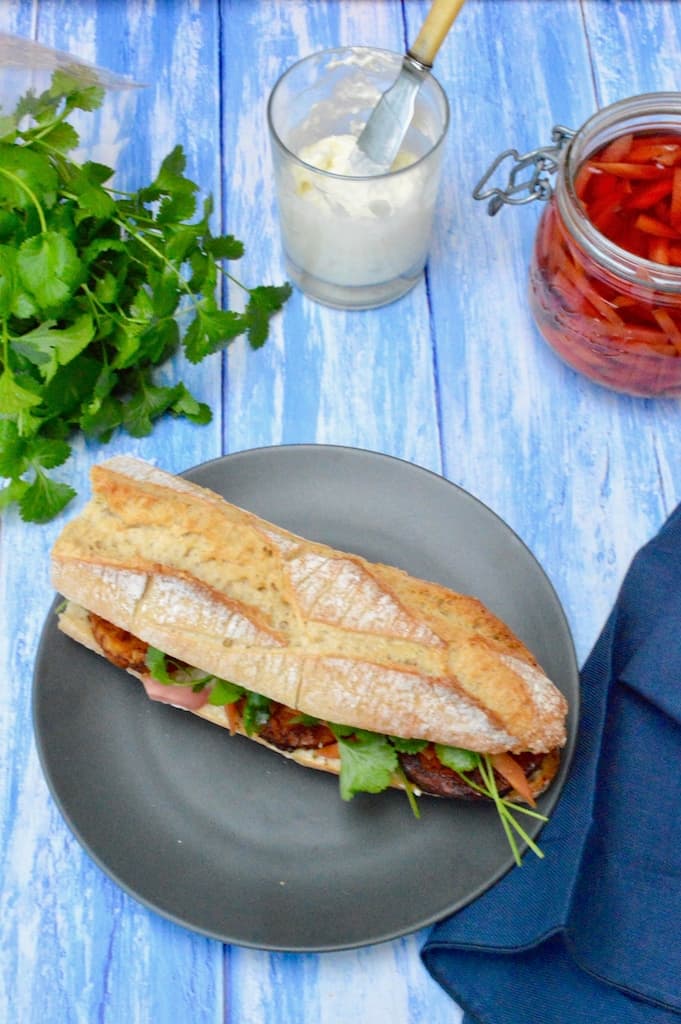 Vegan Bánh Mi With Marinated Tempeh Tin and Thyme