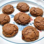 A plate of homemade chocolate mint cookies.
