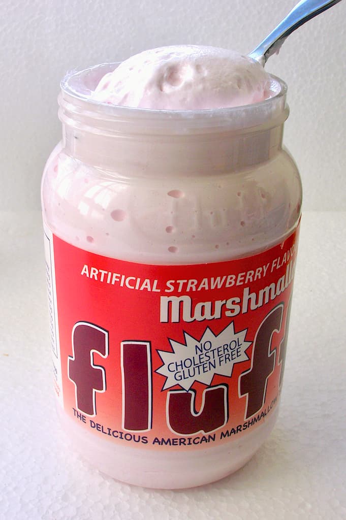 A jar of strawberry flavoured marshmallow fluff.