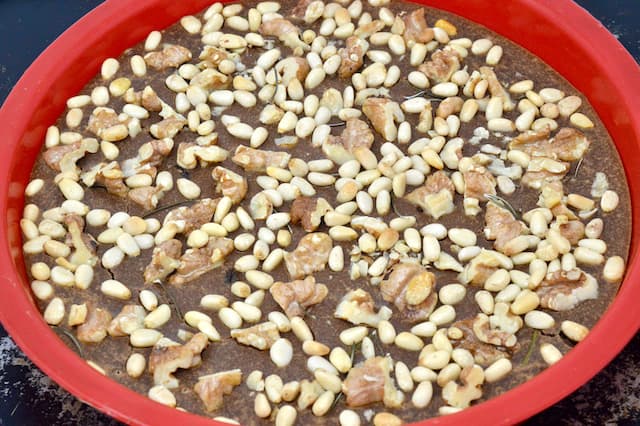 Baked Italian chestnut cake in mould.