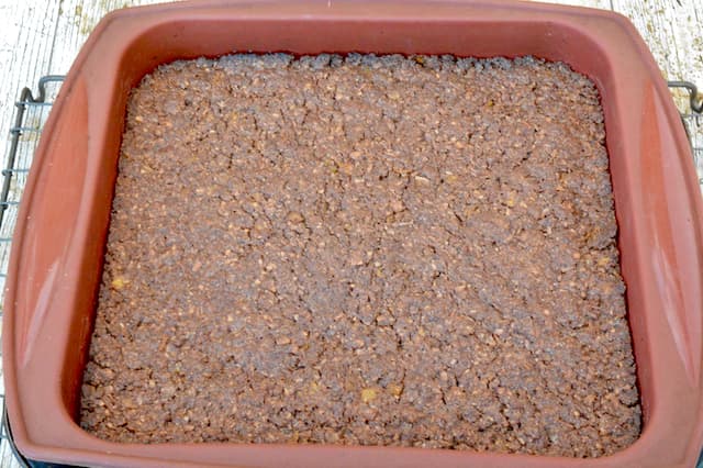 Baked chocolate coconut cornflake crunch base.