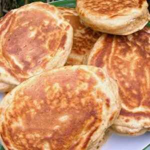 A plate of homemade crempogau (Welsh pancakes).