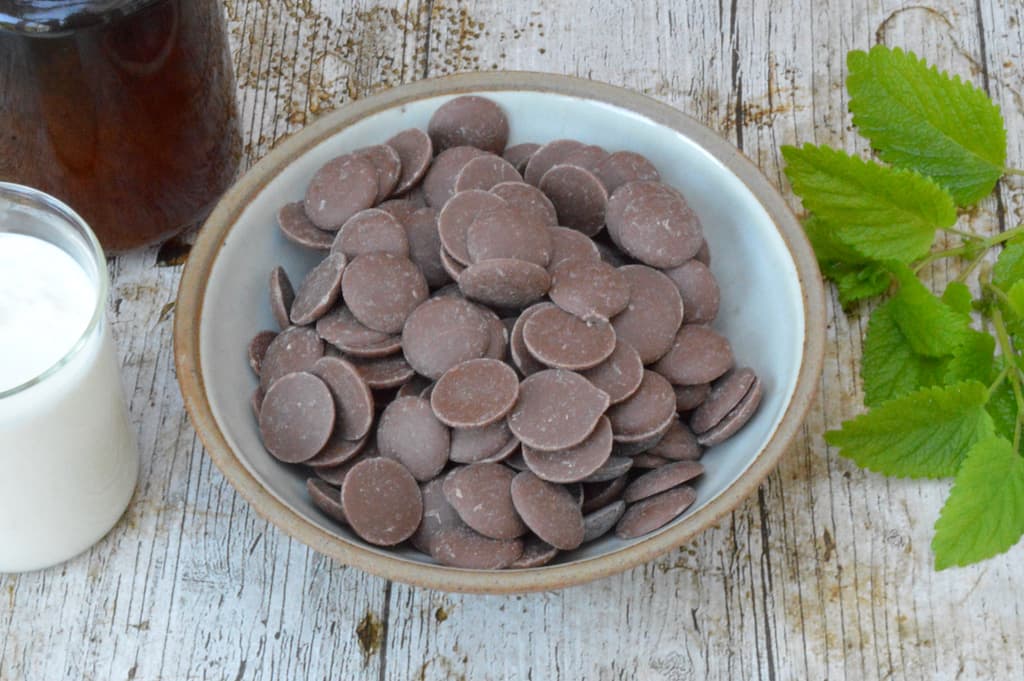 Lemon balm chocolate truffle ingredients.