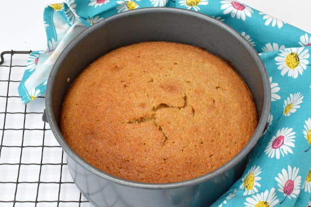 Lemon curd cake just out of oven.