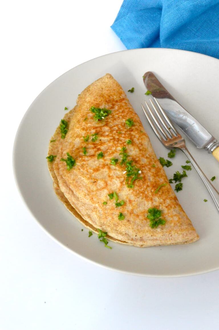 An English style rye sourdough pancake folded over a savoury filling.