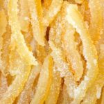 Thick juicy slices of candied lemon peel.