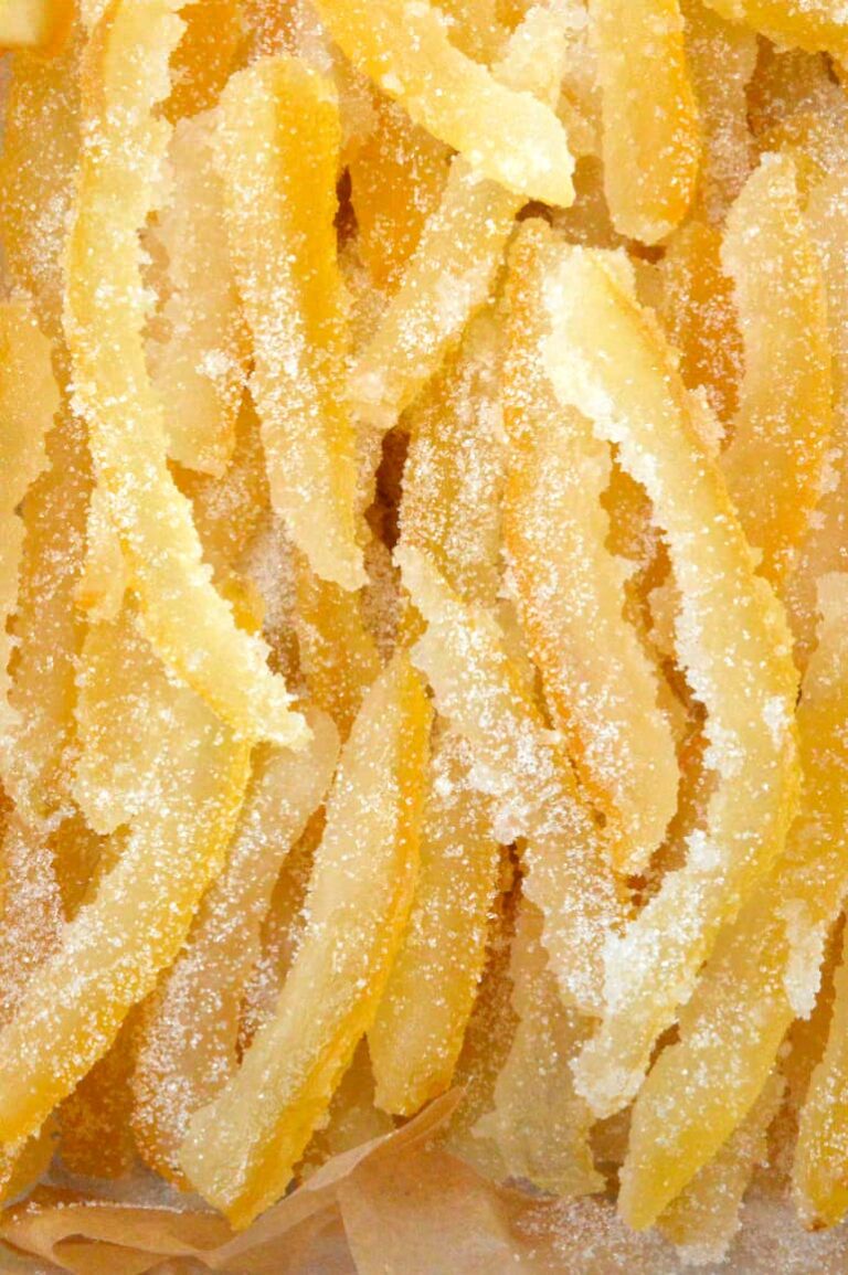 Thick juicy slices of candied lemon peel.