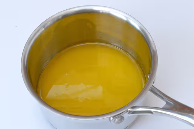 Pan of melted butter.