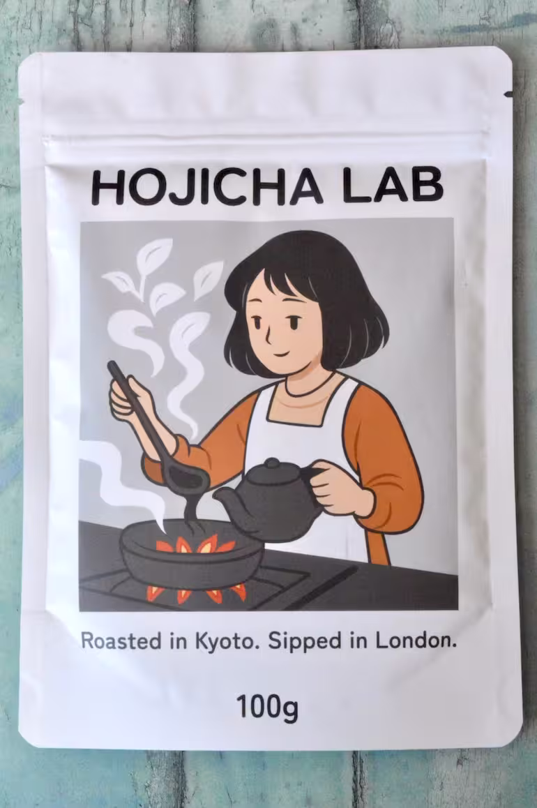 Hojicha Lab pack of Japanese roasted green tea powder.