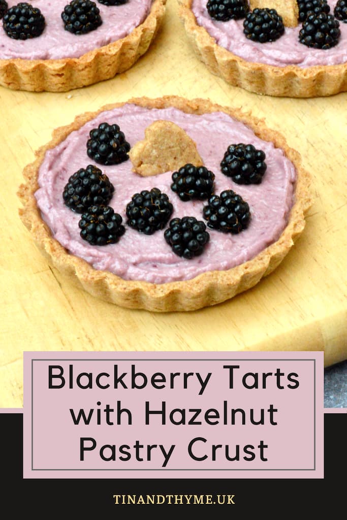 Homemade blackberry tart with hazelnut pastry crust.