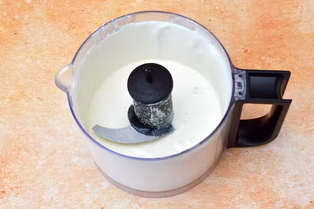 Cottage cheese whipped until creamy.