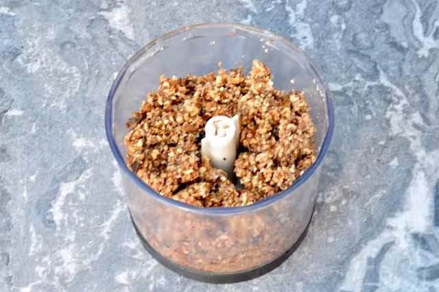 Dates and almonds processed.